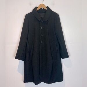 Lauren Vidal Italy Women's Wool Blend Overcoat Size L Black Peacoat Jacket